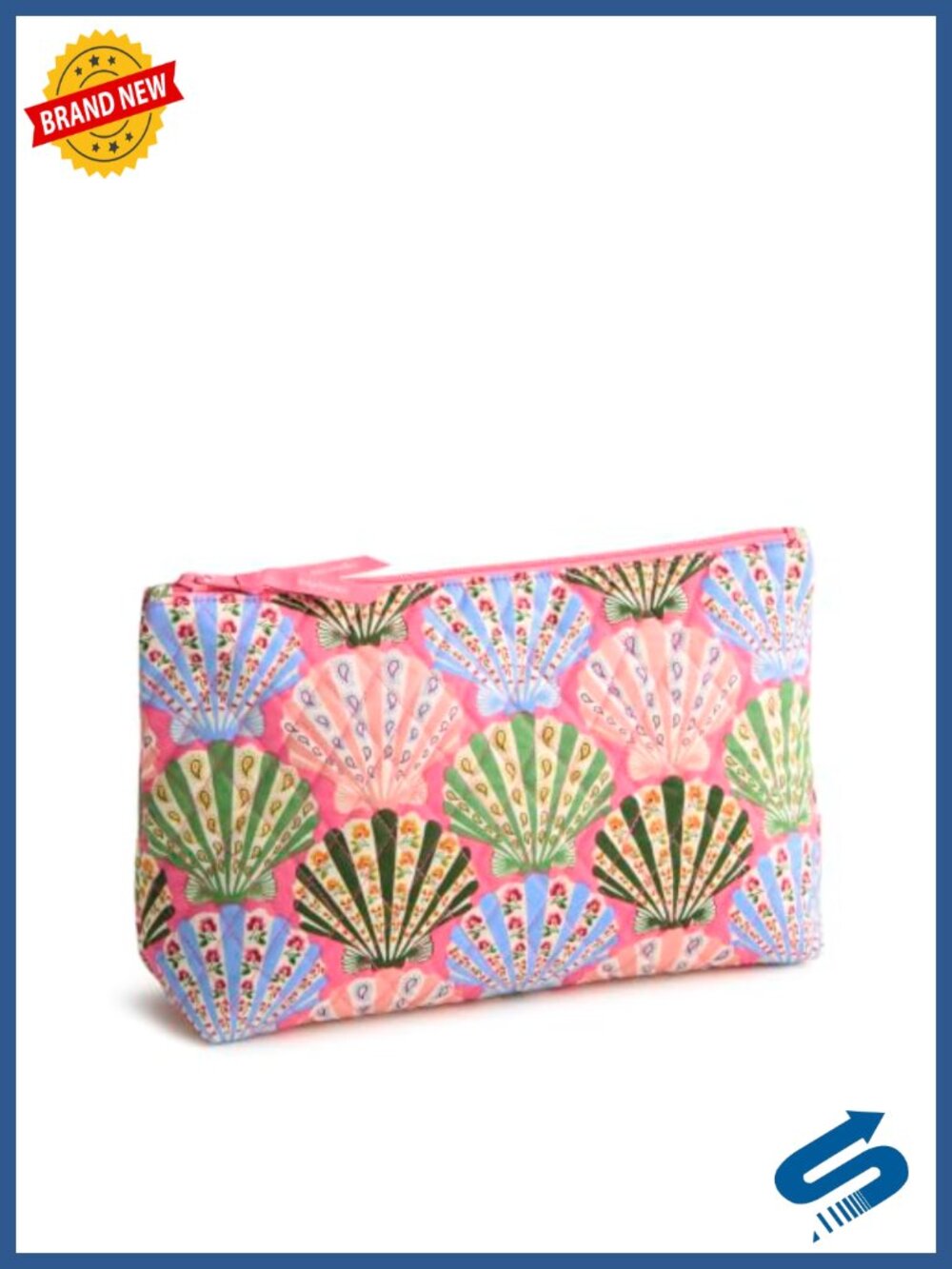 Large Cotton Cosmetic Pouch with Zipper Closure